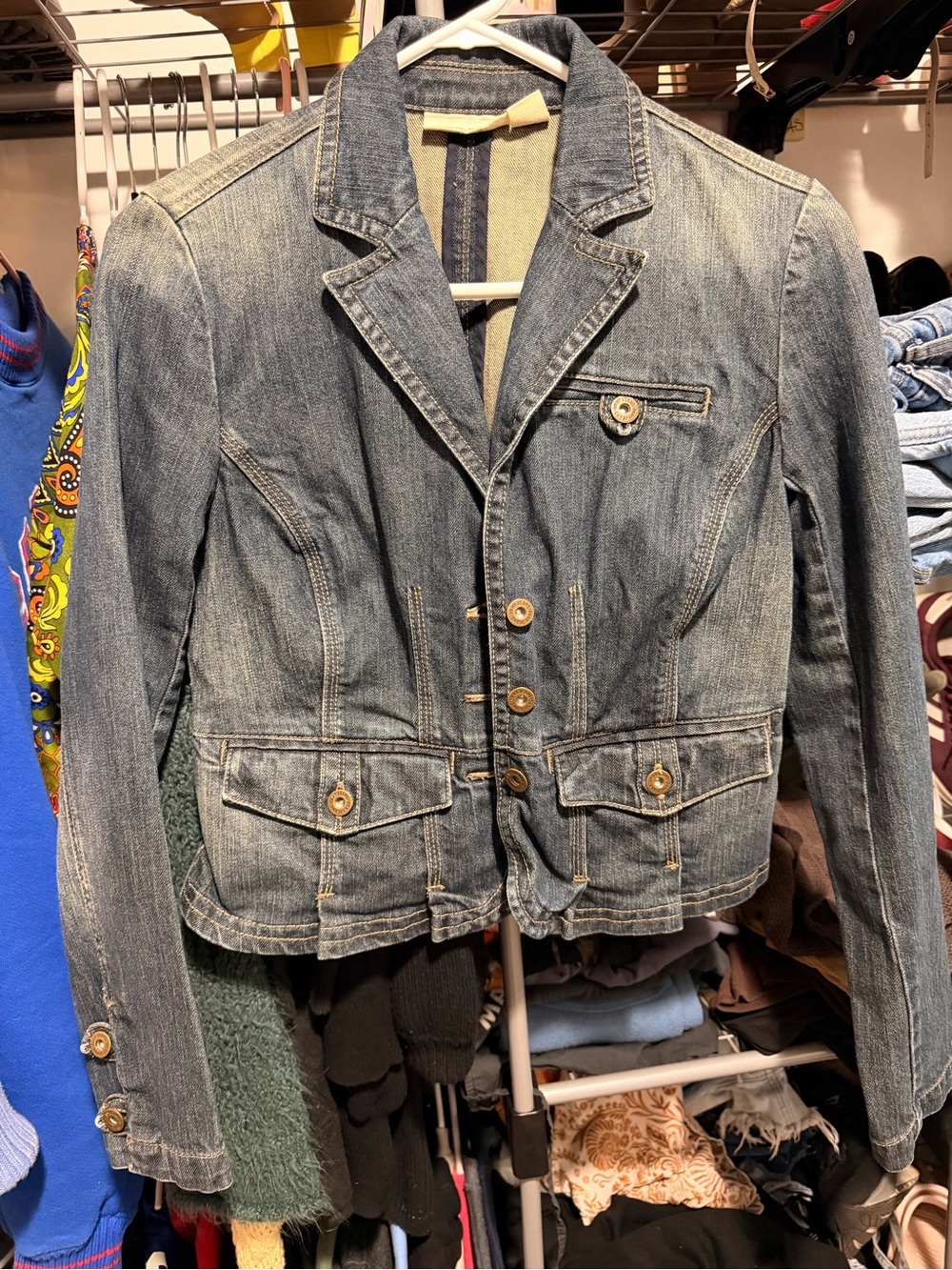 DKNY Jeans Denim Crop Jacket With Buttons Size XS